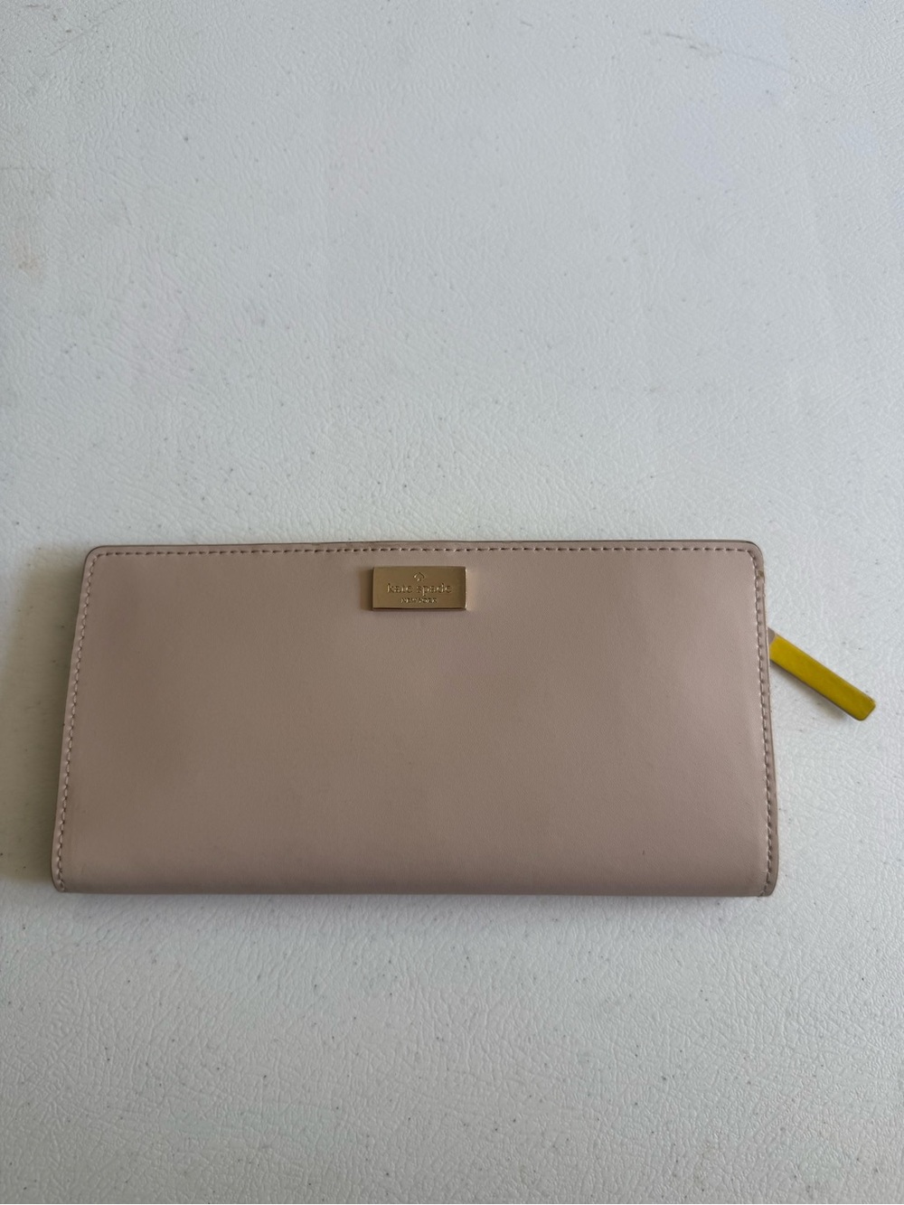 Kate Spade Large Stacy Beige and Yellow Leather Wallet